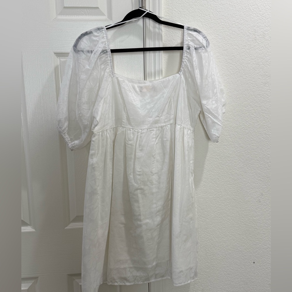 Altar'd State Floral Textured White Dress